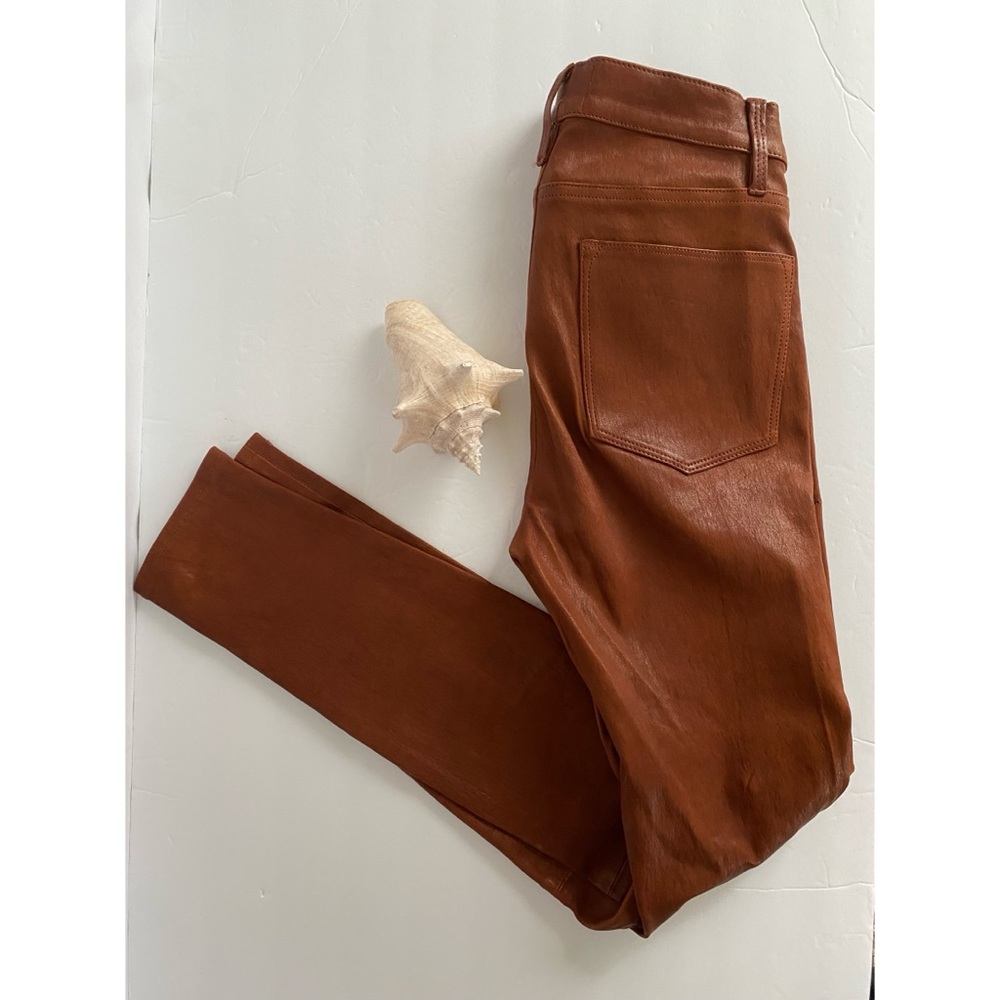 Frame Leather Le High Skinny in Cognac sz 25